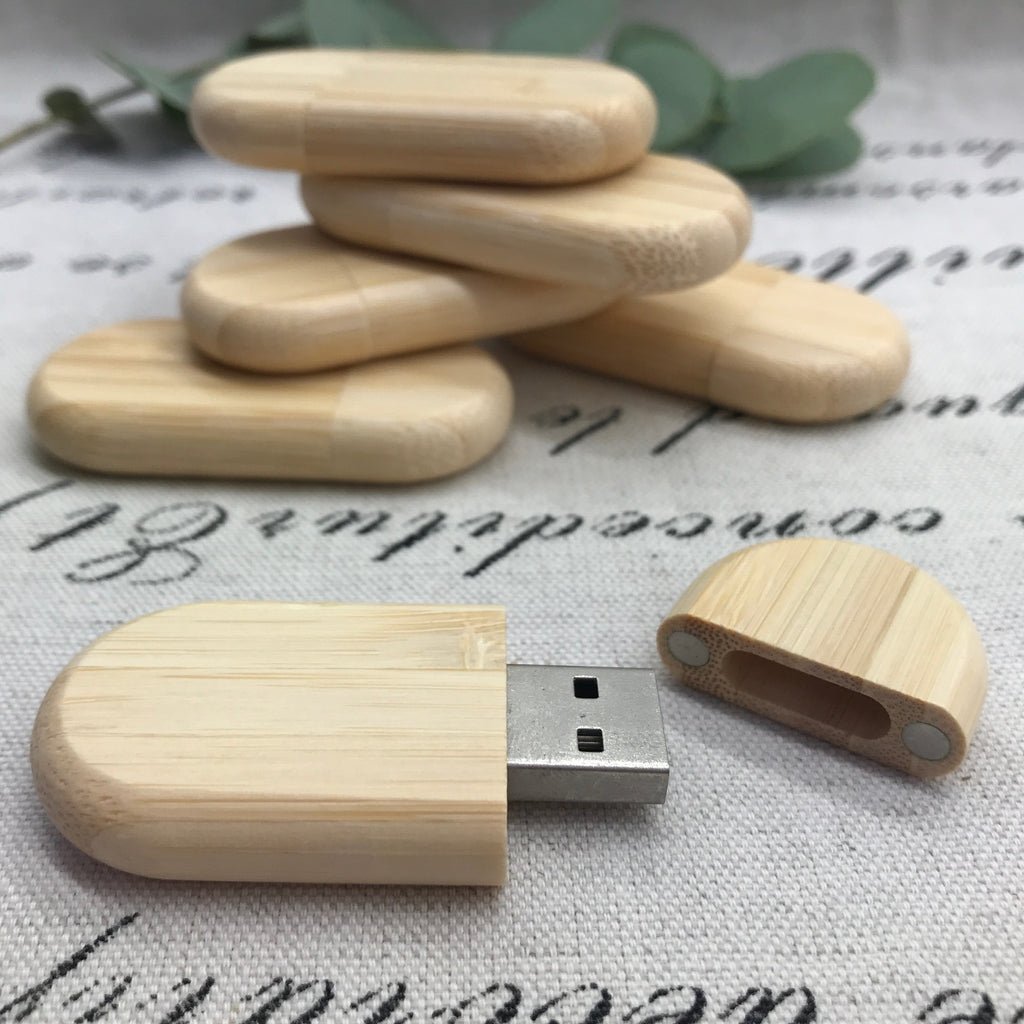 Bamboo wooden Oval USB Flash Drive - Media Alliance CT