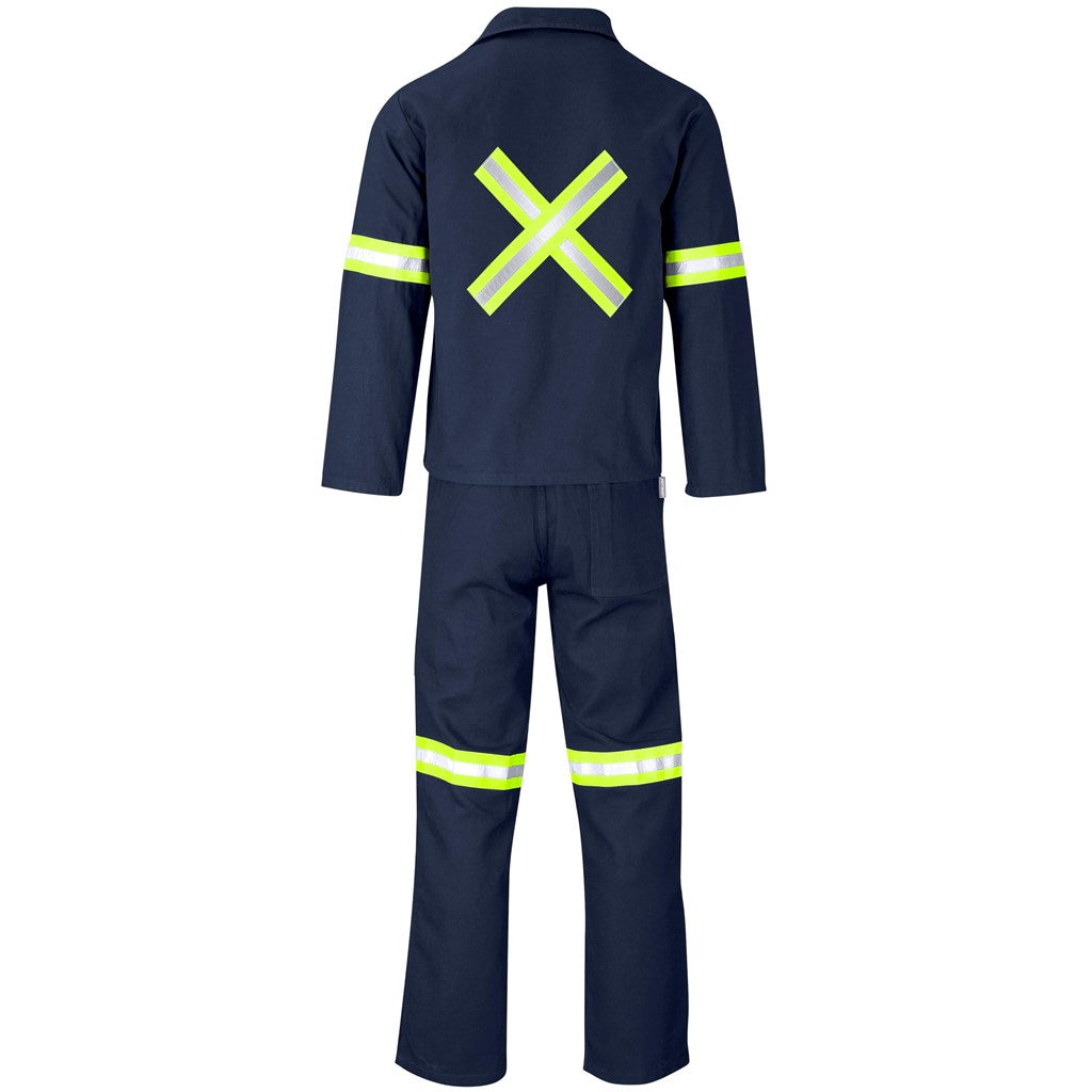 Technician 100% Cotton Conti Suit - Reflective Arms, Legs & Back - Yellow Tape