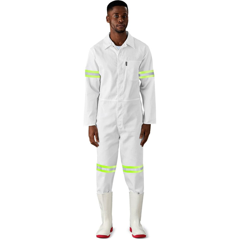 Safety Polycotton Boiler Suit - Reflective Arms & Legs - Yellow Tape