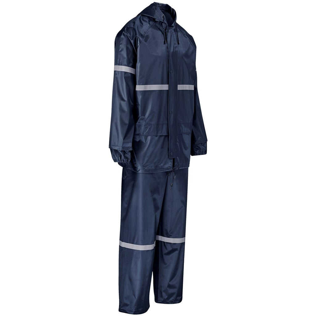 Outdoor Hi-Viz Reflective Polyester/PVC Rainsuit - Navy