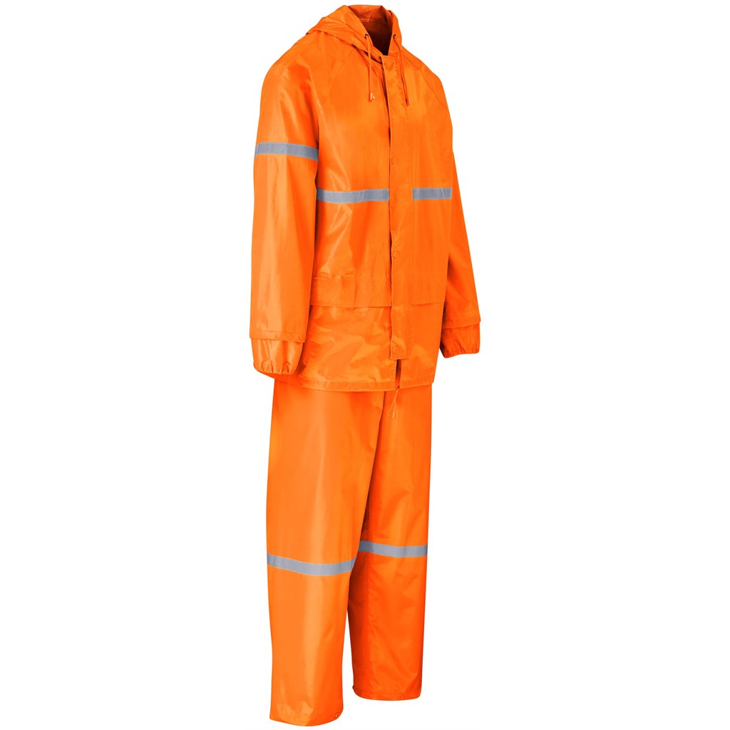 Outdoor Hi-Viz Reflective Polyester/PVC Rainsuit - Orange