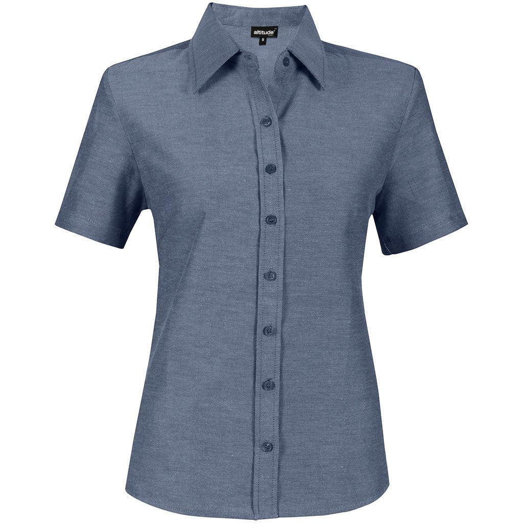 Ladies Short Sleeve Oxford Shirt - Stone