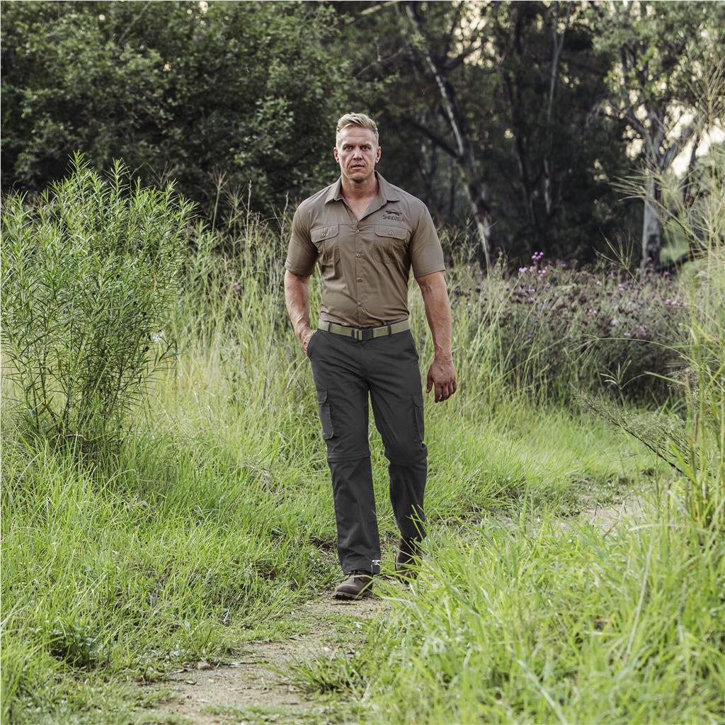 Mens Cargo Zip Off Pants - Brown