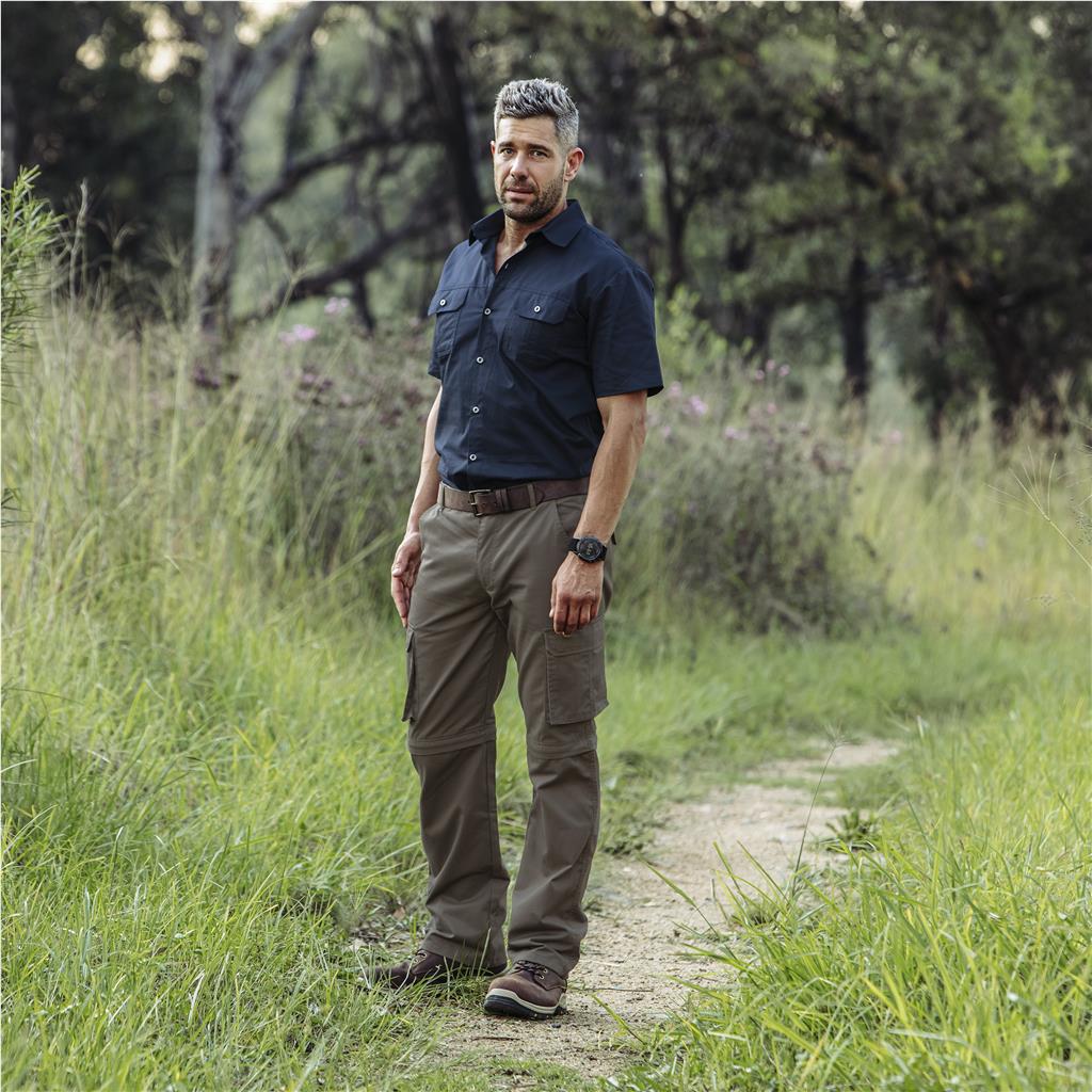 Mens Cargo Zip Off Pants - Brown
