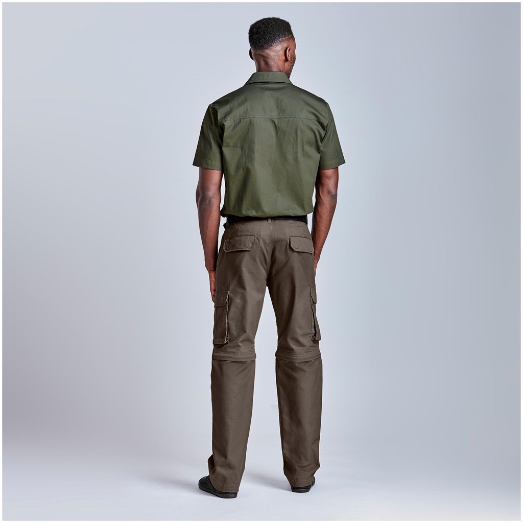 Mens Cargo Zip Off Pants - Brown