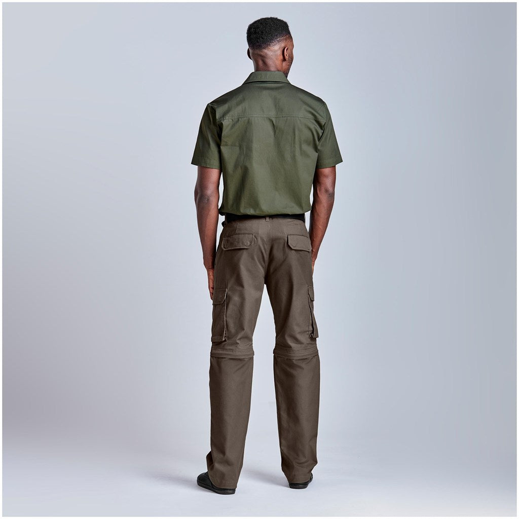 Mens Cargo Zip Off Pants - Brown