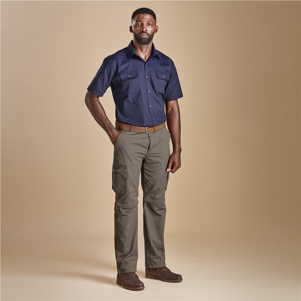 Mens Cargo Zip Off Pants - Brown