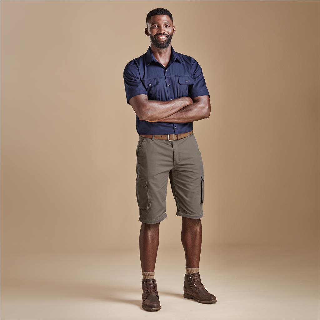 Mens Cargo Zip Off Pants - Brown
