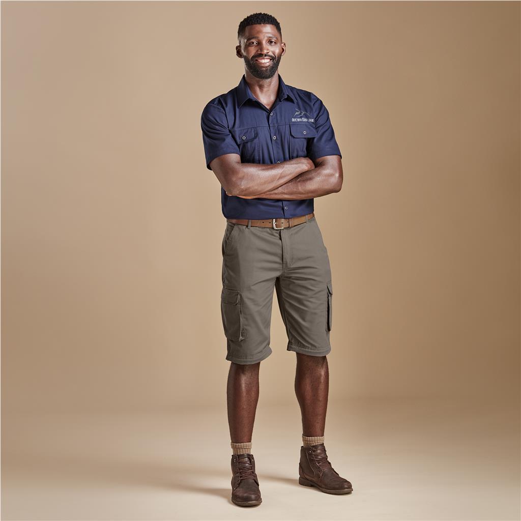 Mens Cargo Zip Off Pants - Brown