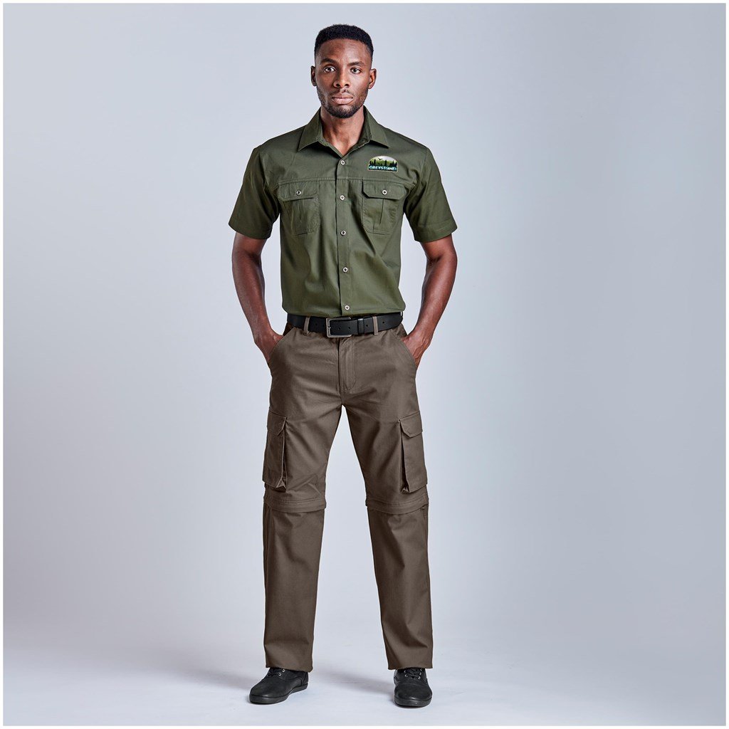 Mens Cargo Zip Off Pants - Brown