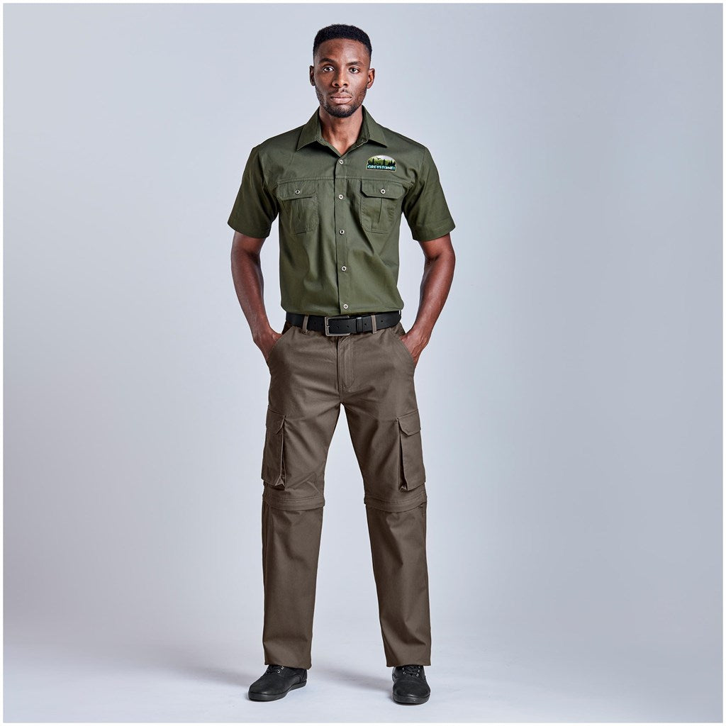 Mens Cargo Zip Off Pants - Brown