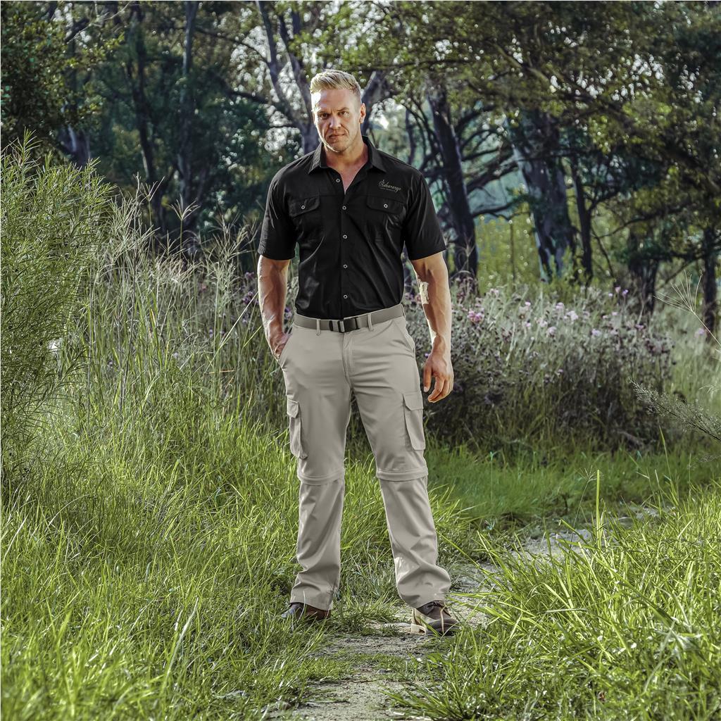 Mens Cargo Zip Off Pants - Brown
