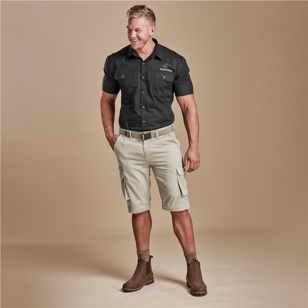 Mens Cargo Zip Off Pants - Brown