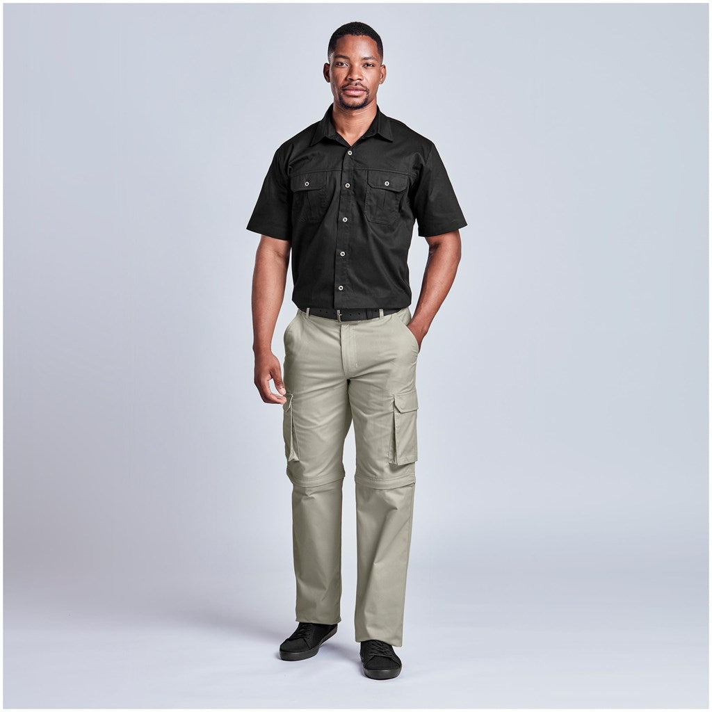 Mens Cargo Zip Off Pants - Brown
