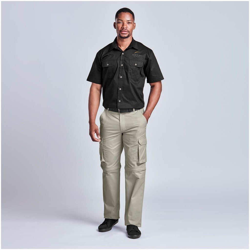 Mens Cargo Zip Off Pants - Brown
