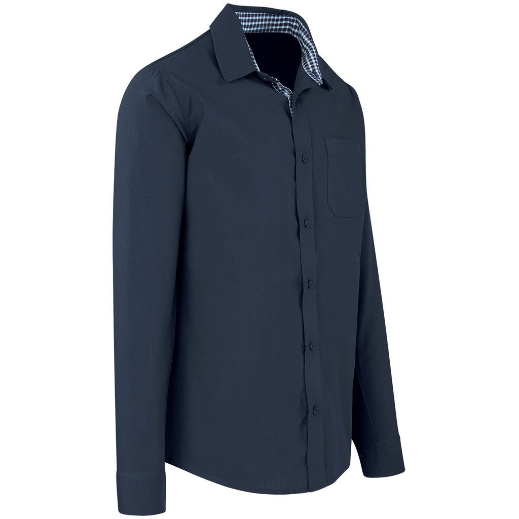 Mens Long Sleeve Warrington Shirt - Navy