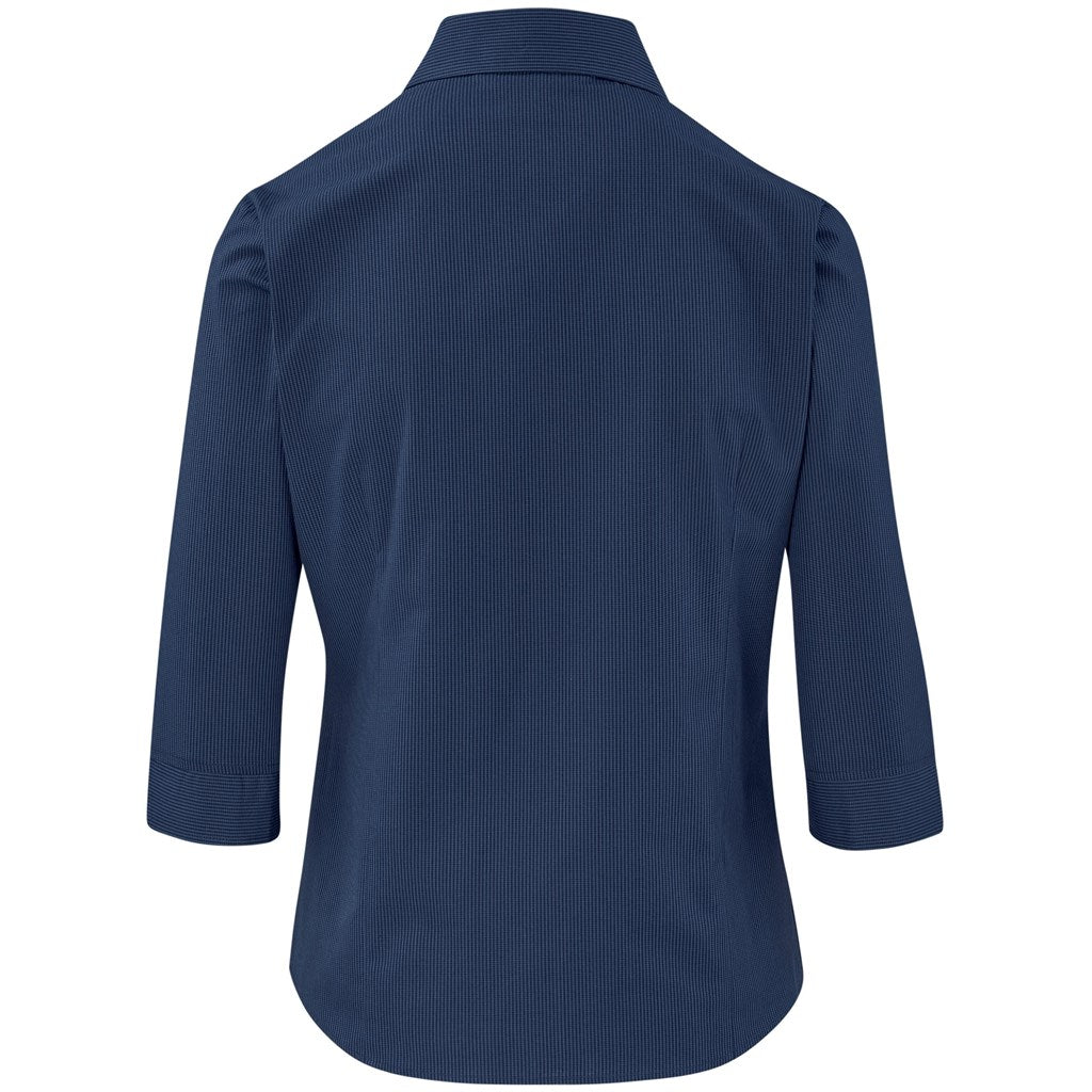 Ladies 3/4 Sleeve Micro Check Shirt