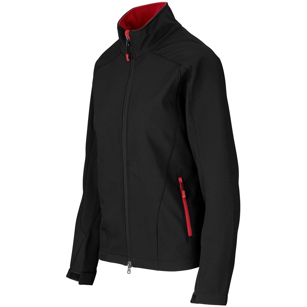 Ladies Geneva Softshell Jacket - Black Red