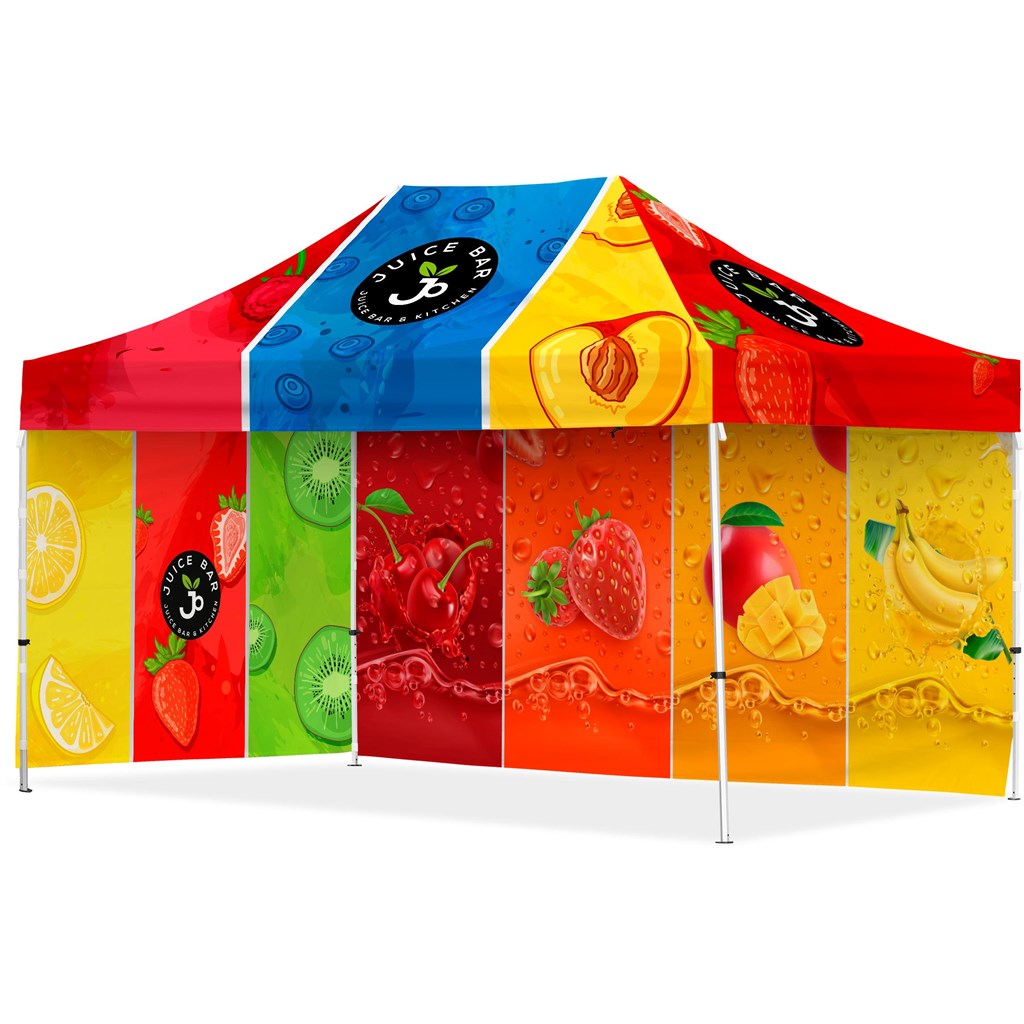 Coated Steel Sublimated Gazebo 4.5m x 3m 1 Long Full-Wall Skin 1 Short Full Wall Skins