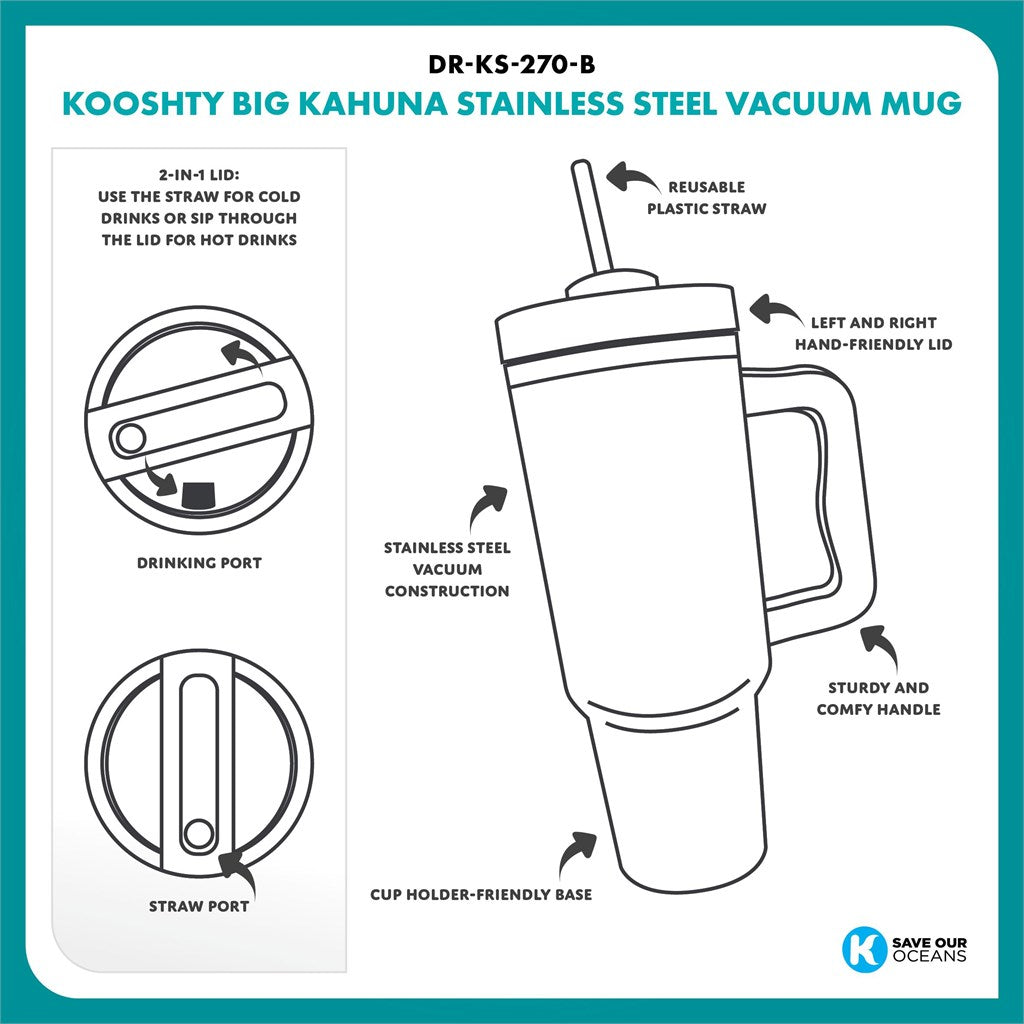 Kooshty Big Kahuna Stainless Steel Vacuum Mug – 1.2 Litre - Mocha Mousse