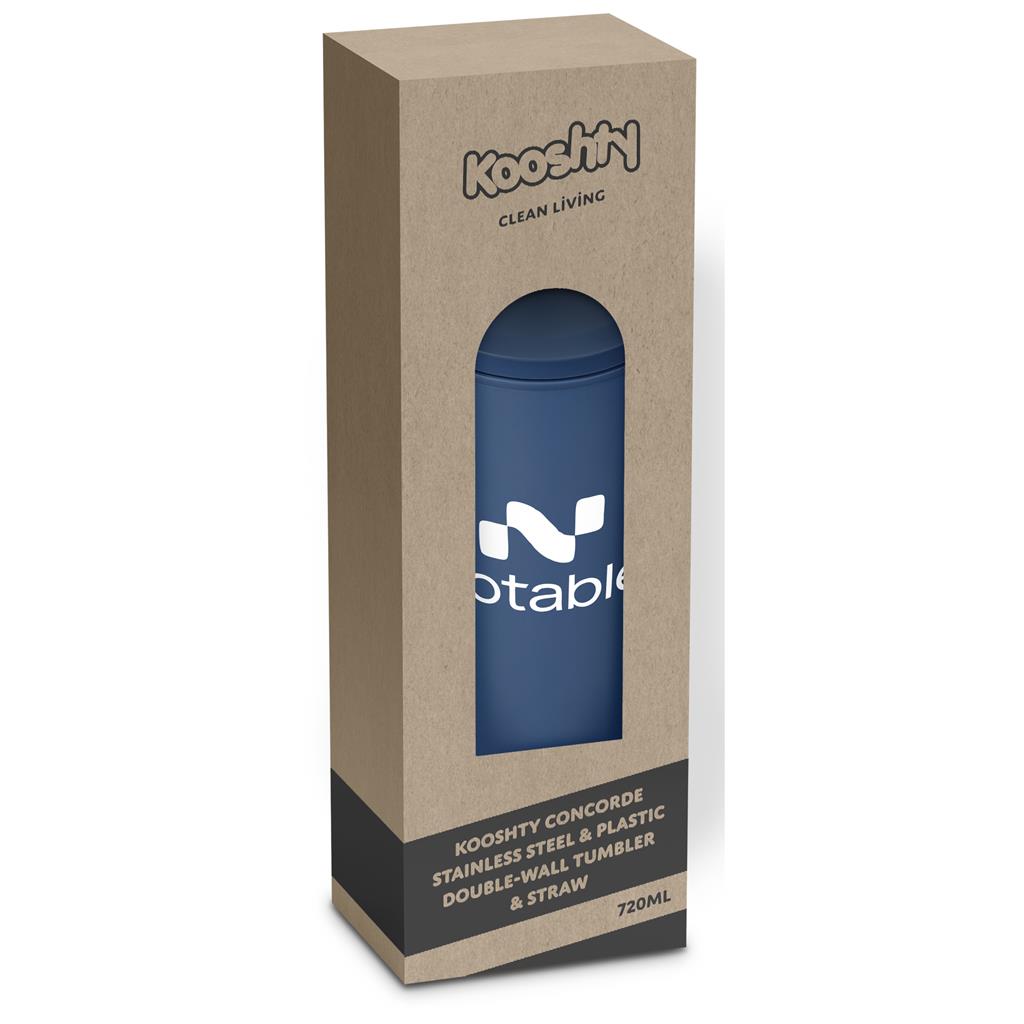 Kooshty Concorde Stainless Steel & Plastic Double-Wall Tumbler & Straw - 720ml