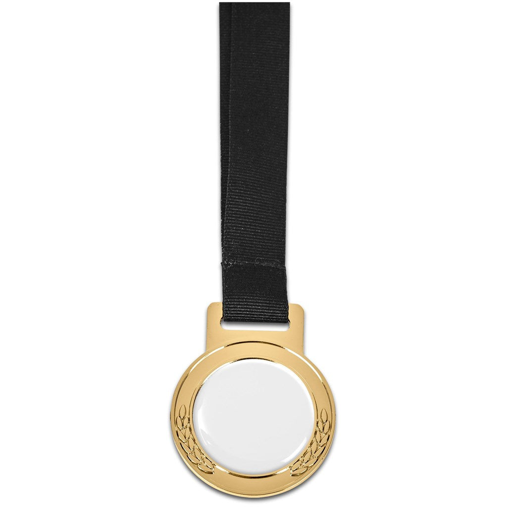 Achiever Medal With Black Petersham Lanyard - Gold