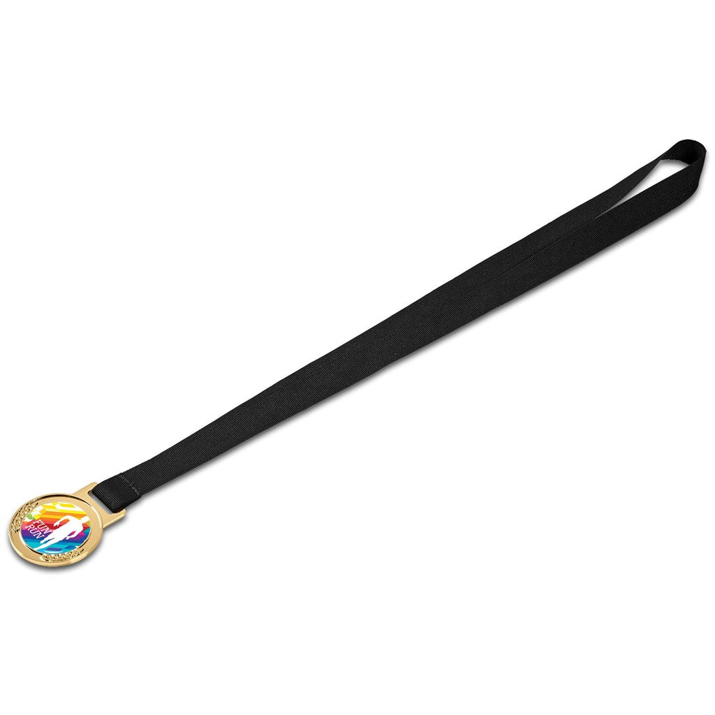 Achiever Medal With Black Petersham Lanyard - Gold