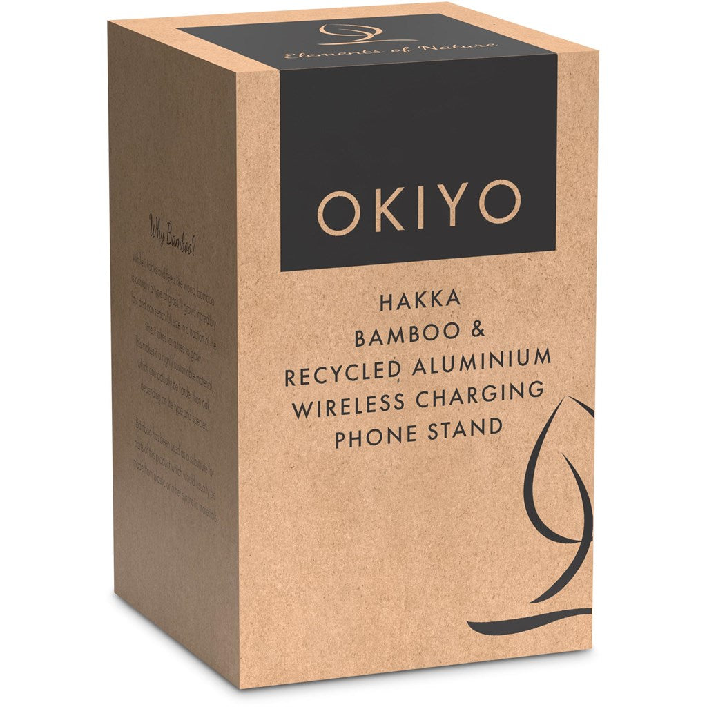 Okiyo Hakka Bamboo & Recycled Aluminium Wireless Charging Phone Stand