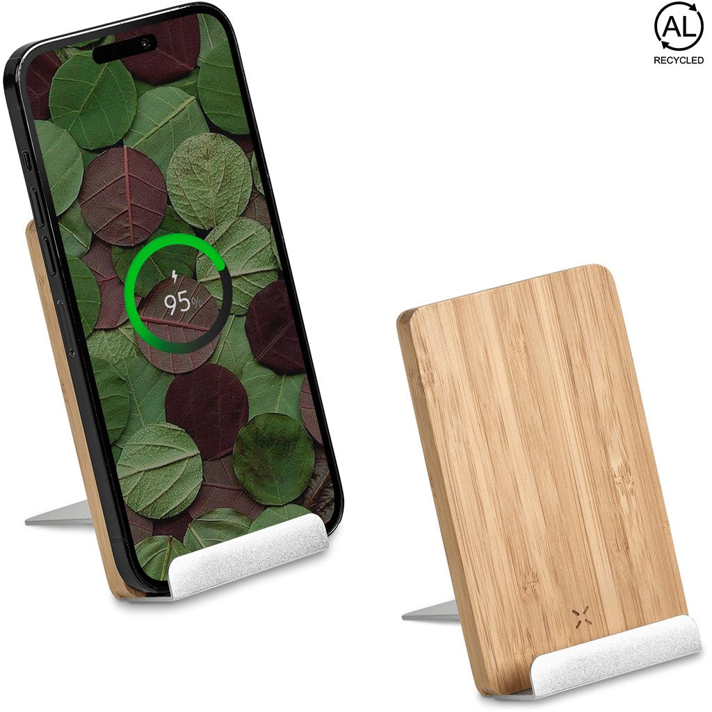 Okiyo Hakka Bamboo & Recycled Aluminium Wireless Charging Phone Stand