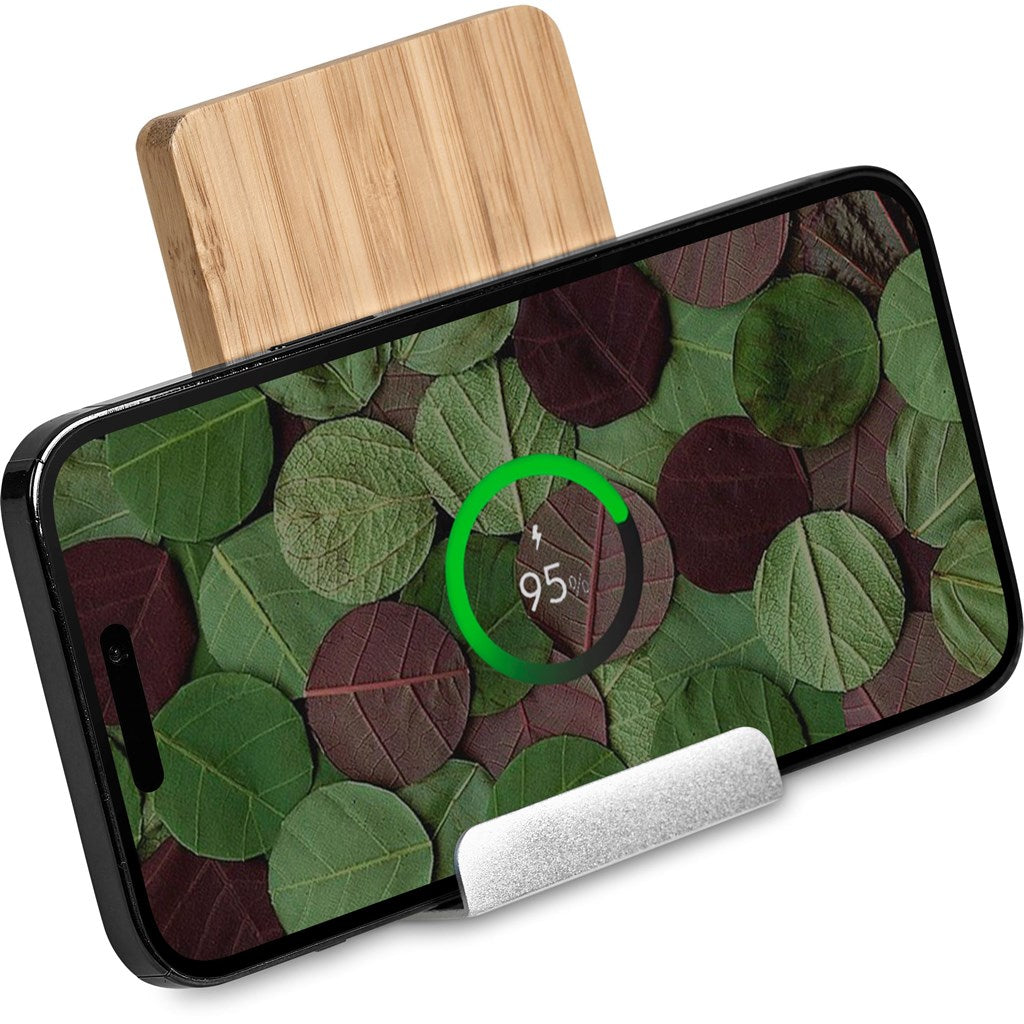 Okiyo Hakka Bamboo & Recycled Aluminium Wireless Charging Phone Stand