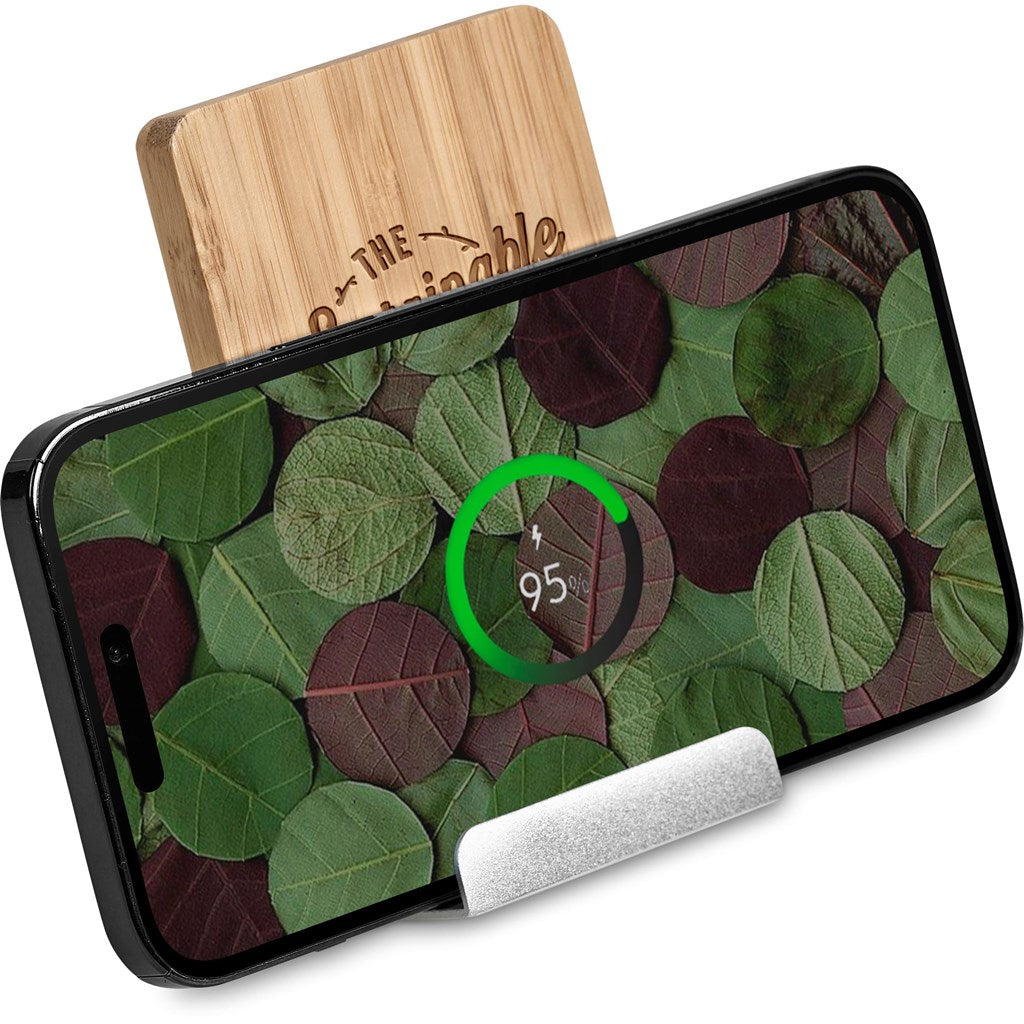 Okiyo Hakka Bamboo & Recycled Aluminium Wireless Charging Phone Stand