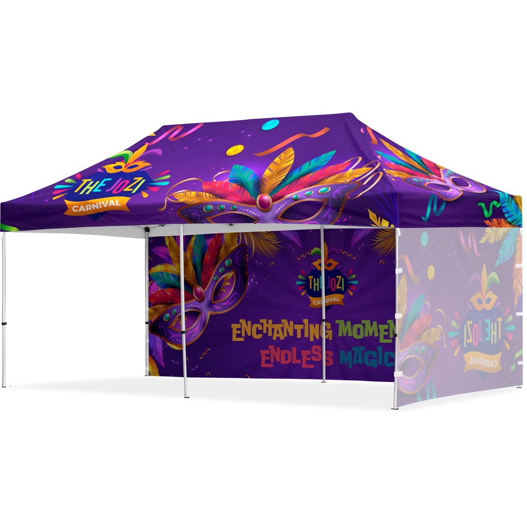 Coated Steel Sublimated Gazebo 6 x 3m 1 LS F-Wall 1 SS F-Wall