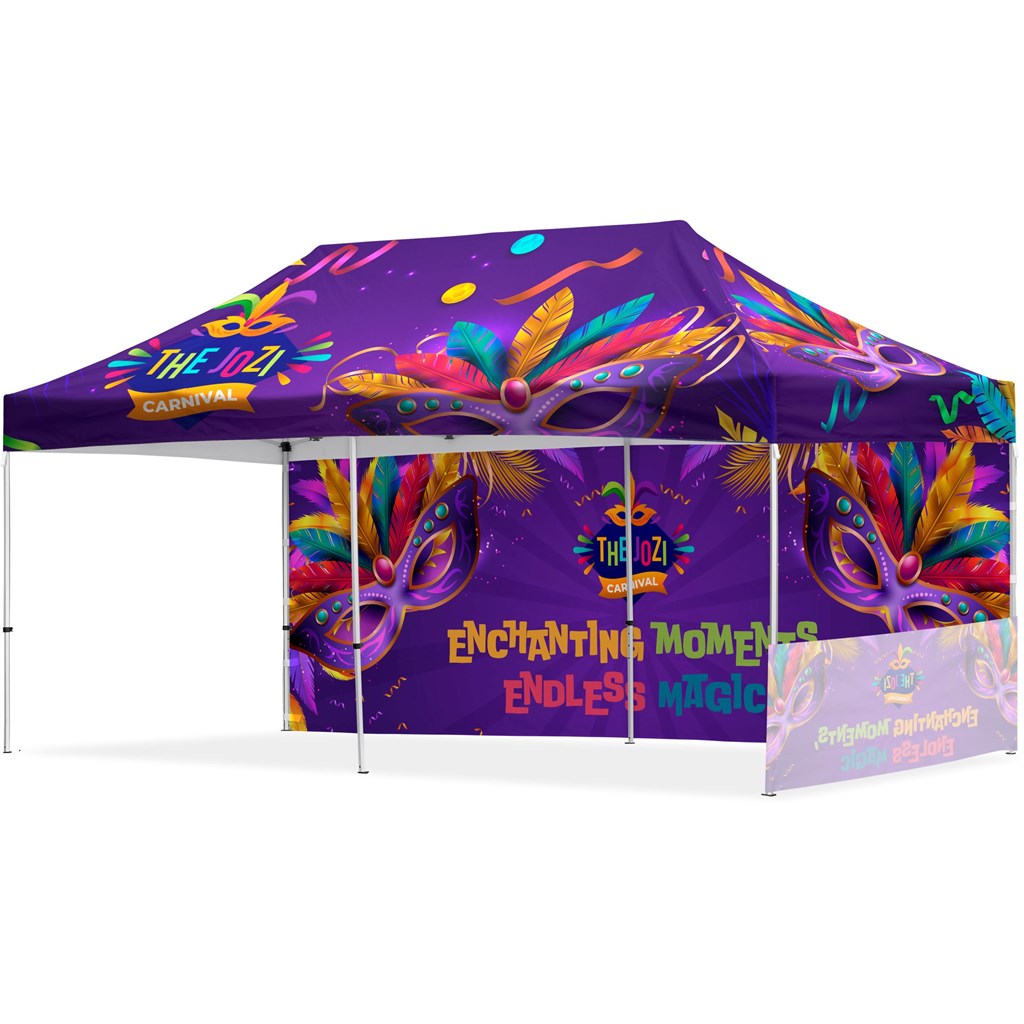 Coated Steel Sublimated Gazebo 6m x 3m 1 SS H-Wall 1 LS F-Wall