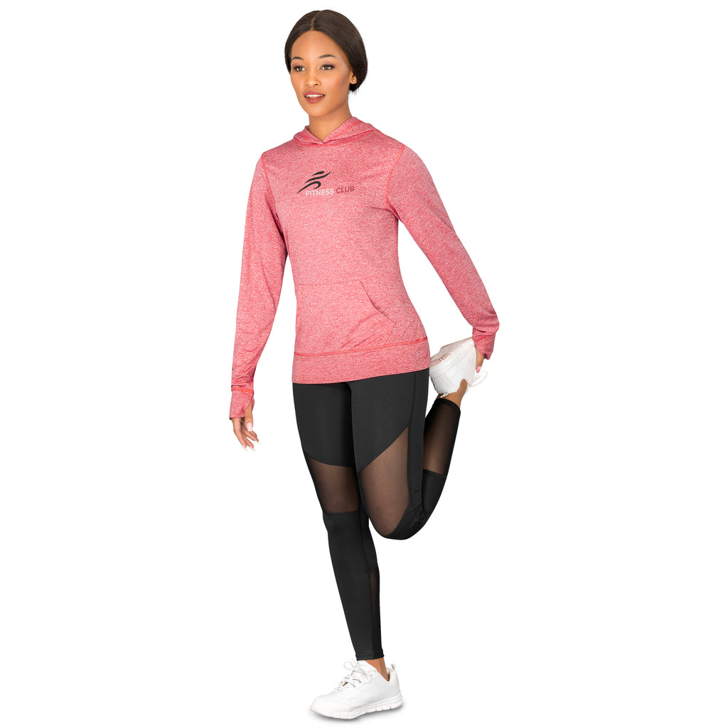 Ladies Fitness Lightweight Hooded Sweater - Red