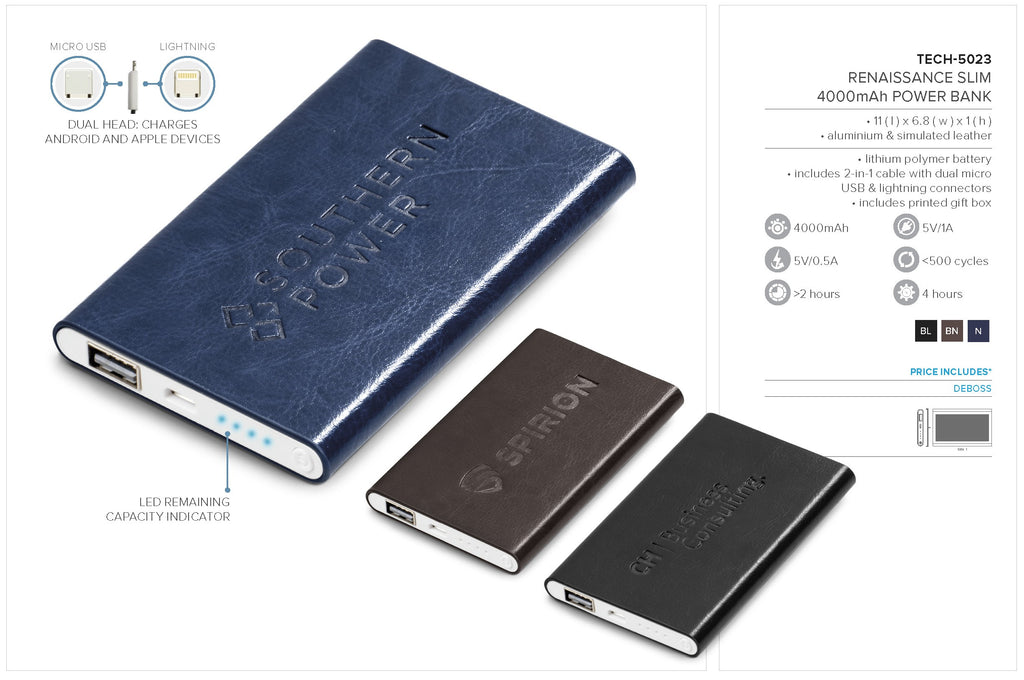 Renaissance Slim 4000mAh Power Bank